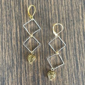 HAND CRAFTED EARRINGS Silver Plated Geometric Gold Plated Hearts